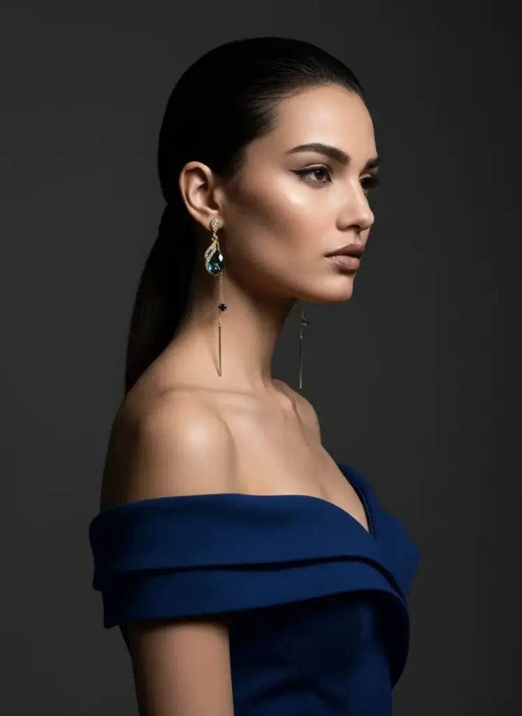 Premium Blue Crystal Long Drop Earrings